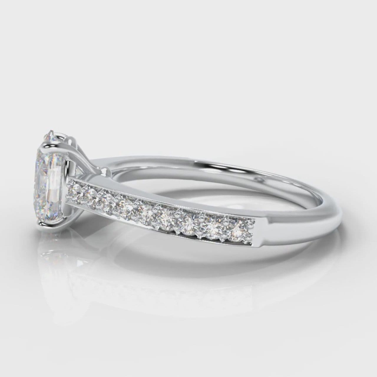 Pavé Oval Diamond Engagement Ring