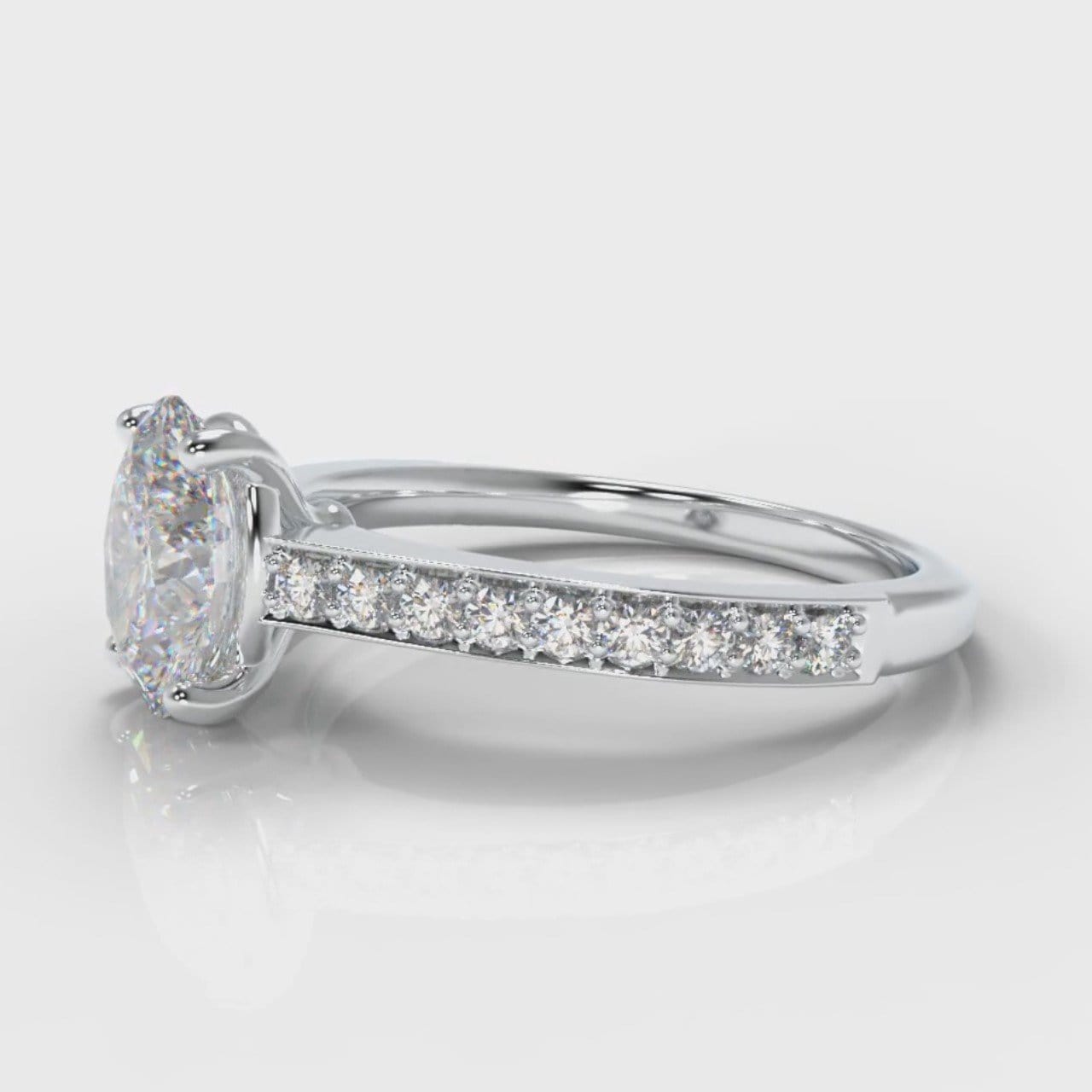 Pavé Oval Diamond Engagement Ring