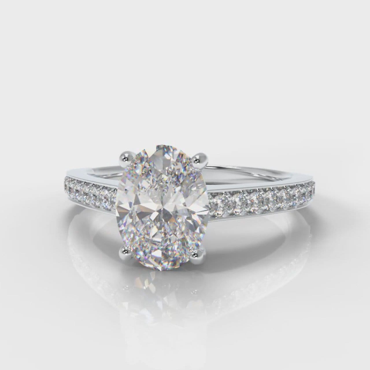 Pavé Oval Diamond Engagement Ring