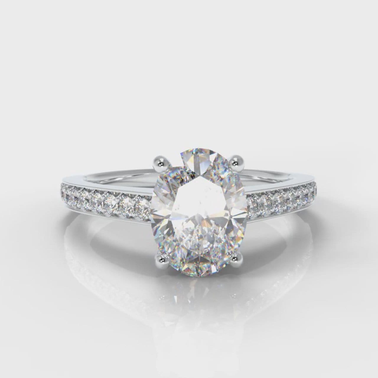 Pavé Oval Diamond Engagement Ring