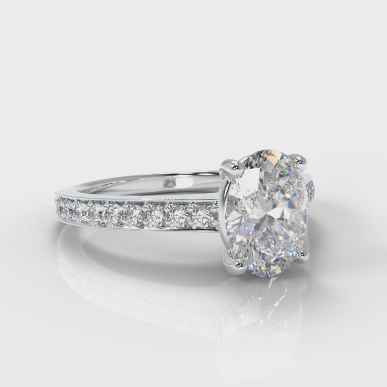 Pavé Oval Diamond Engagement Ring