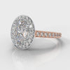 Pavé Oval Diamond Halo Engagement Ring - Two Tone Rose Gold