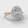 Pavé Oval Diamond Halo Engagement Ring - Two Tone Rose Gold