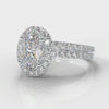 Petite Micropavé Oval Diamond Halo Bridal Set