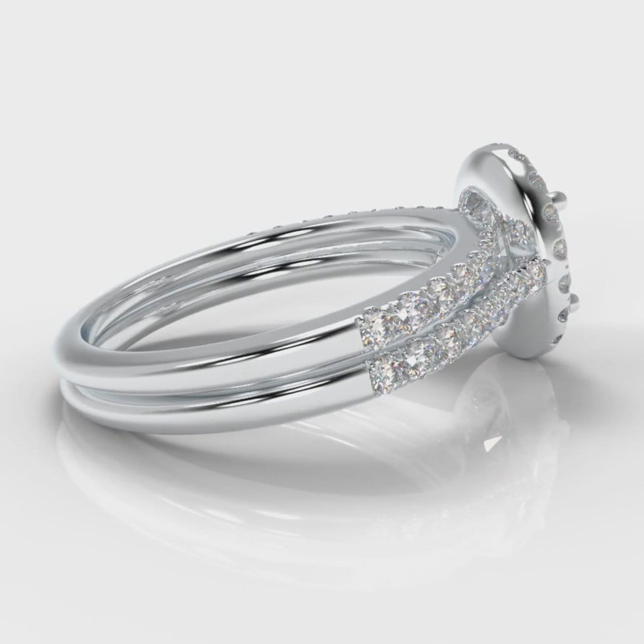 Petite Micropavé Oval Diamond Halo Bridal Set