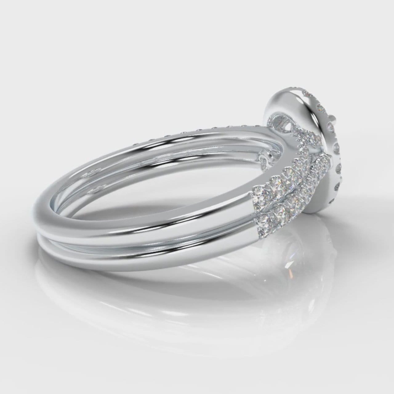 Petite Micropavé Oval Diamond Halo Bridal Set