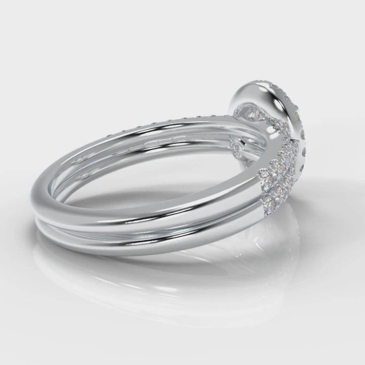 Petite Micropavé Oval Diamond Halo Bridal Set