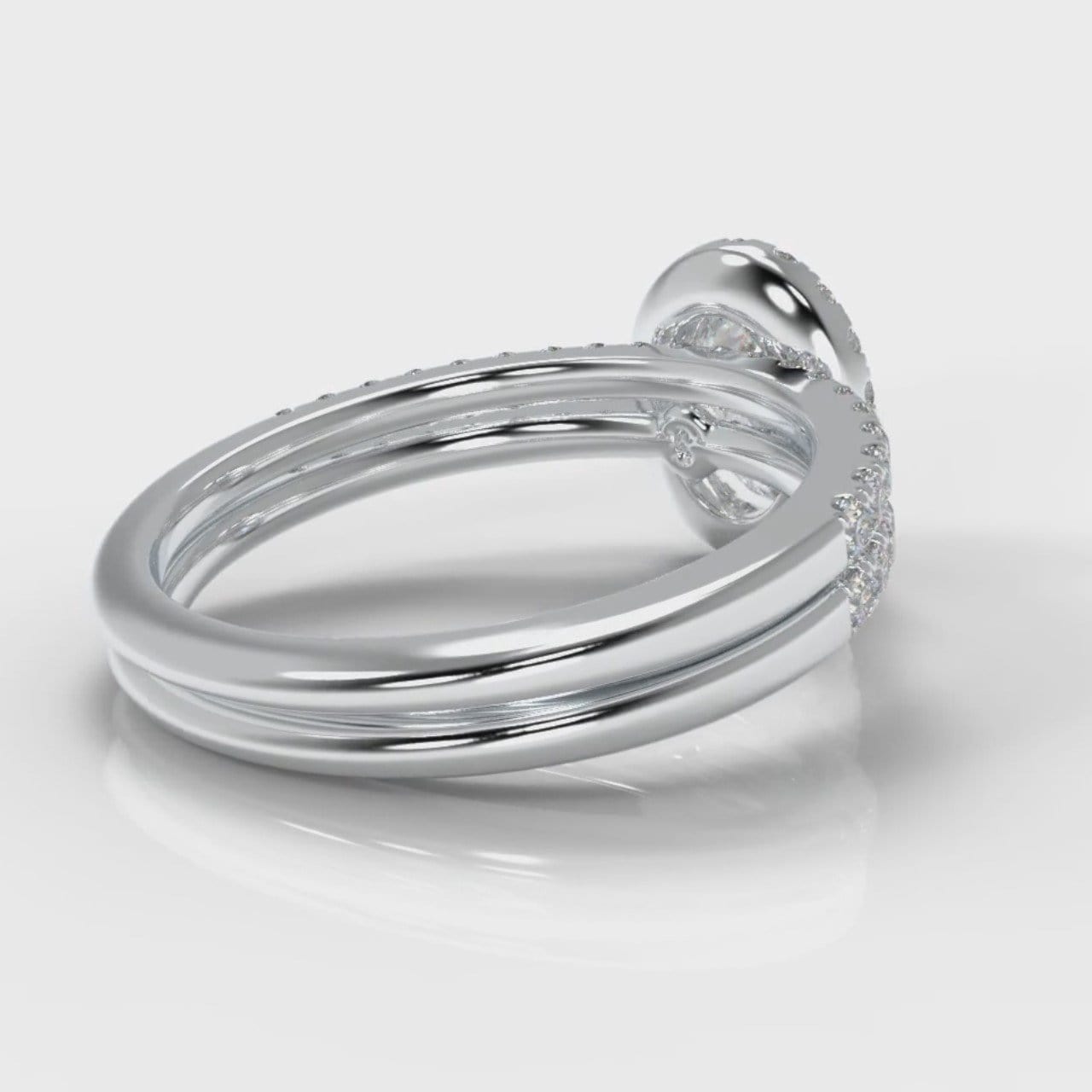 Petite Micropavé Oval Diamond Halo Bridal Set