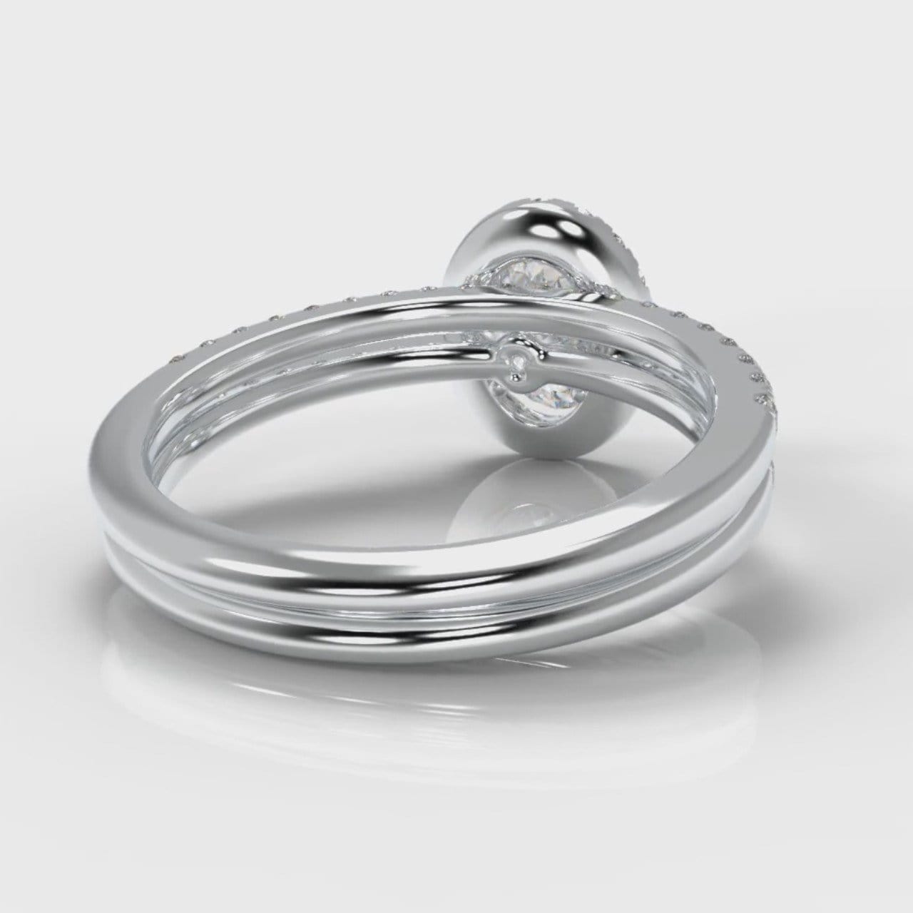 Petite Micropavé Oval Diamond Halo Bridal Set