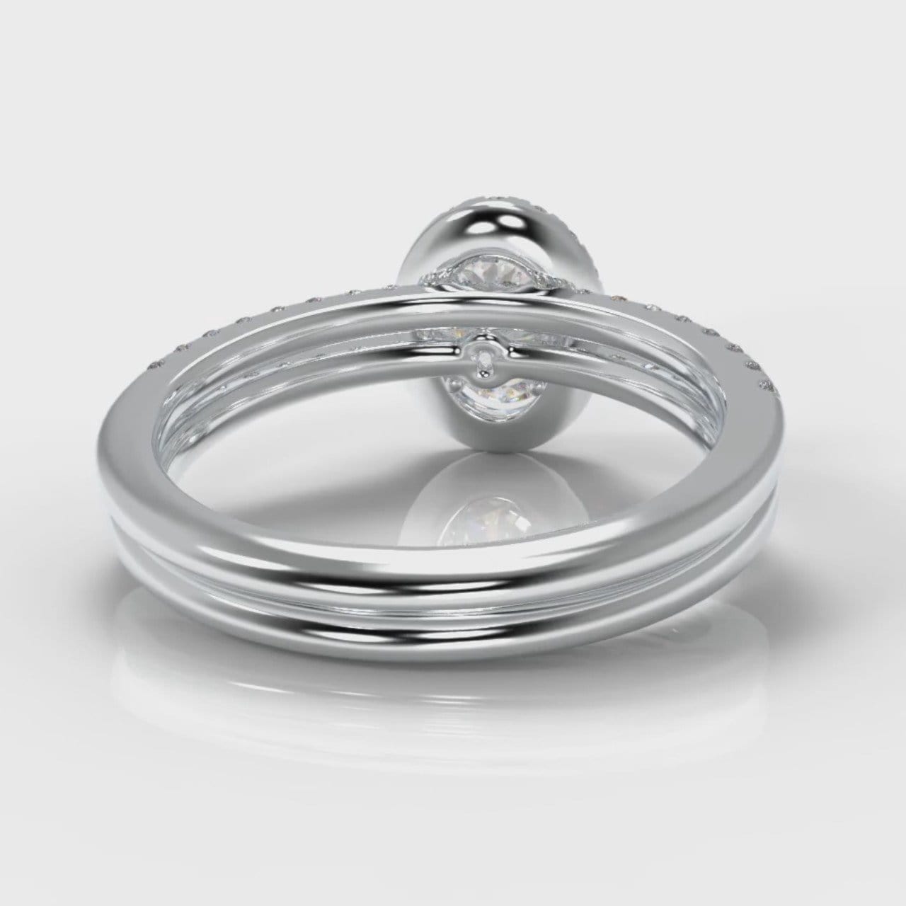 Petite Micropavé Oval Diamond Halo Bridal Set