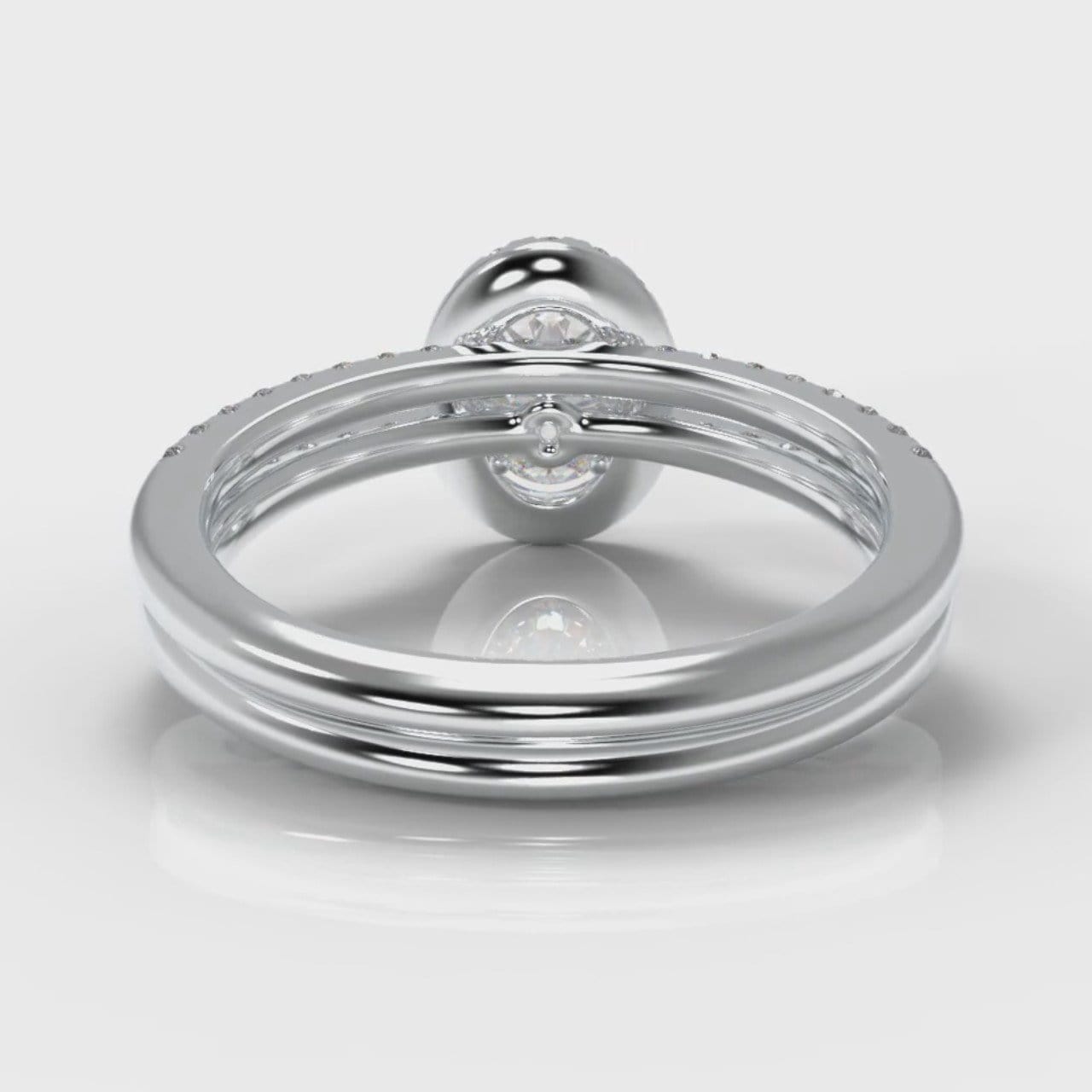 Petite Micropavé Oval Diamond Halo Bridal Set