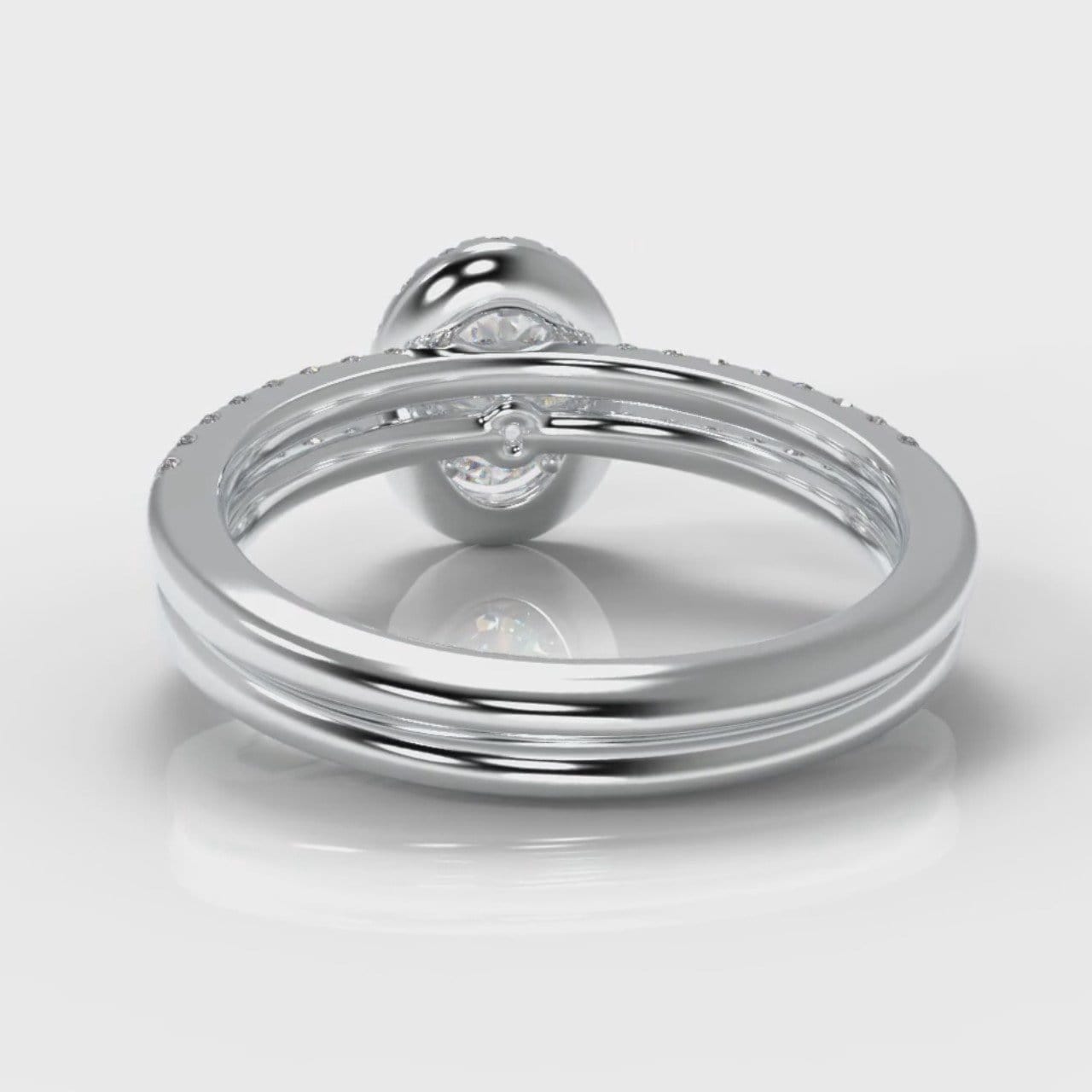 Petite Micropavé Oval Diamond Halo Bridal Set