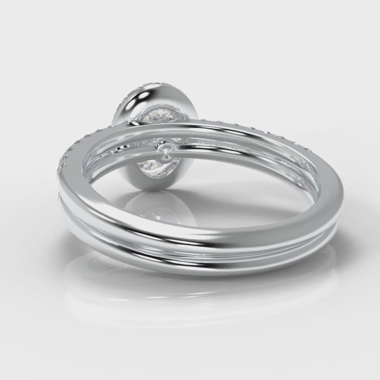 Petite Micropavé Oval Diamond Halo Bridal Set