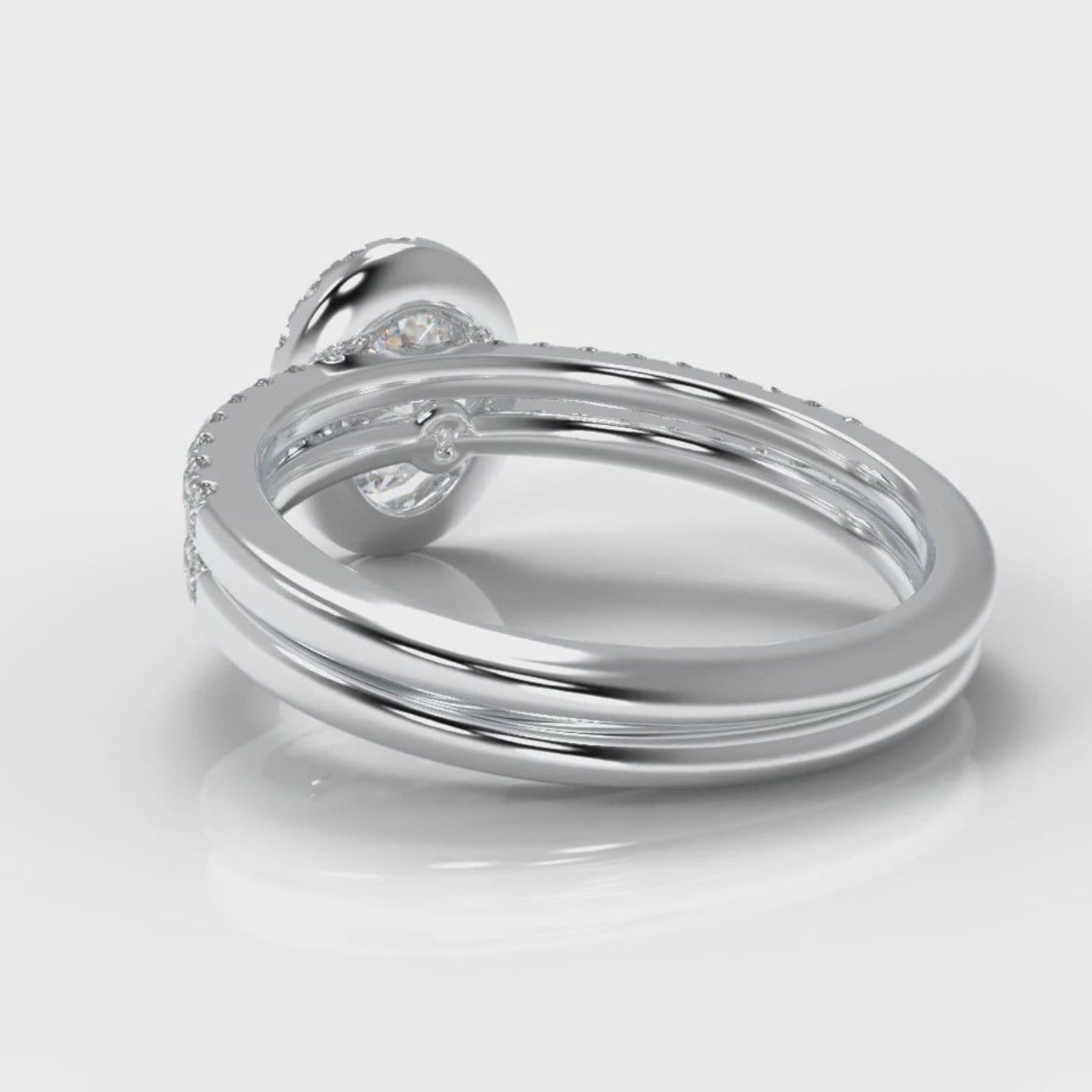 Petite Micropavé Oval Diamond Halo Bridal Set
