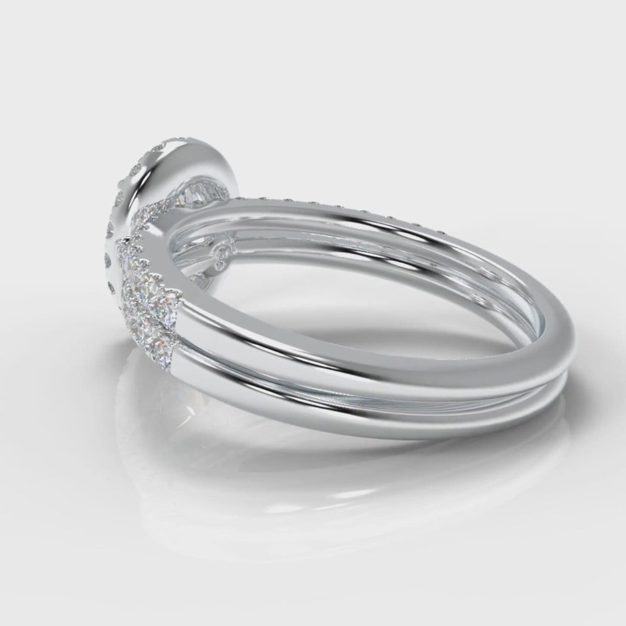 Petite Micropavé Oval Diamond Halo Bridal Set