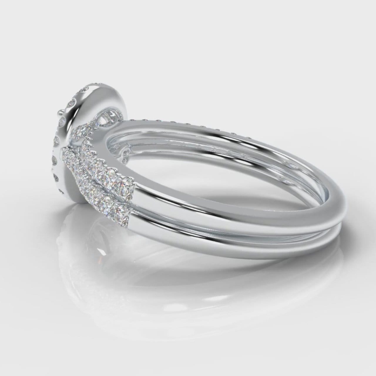 Petite Micropavé Oval Diamond Halo Bridal Set