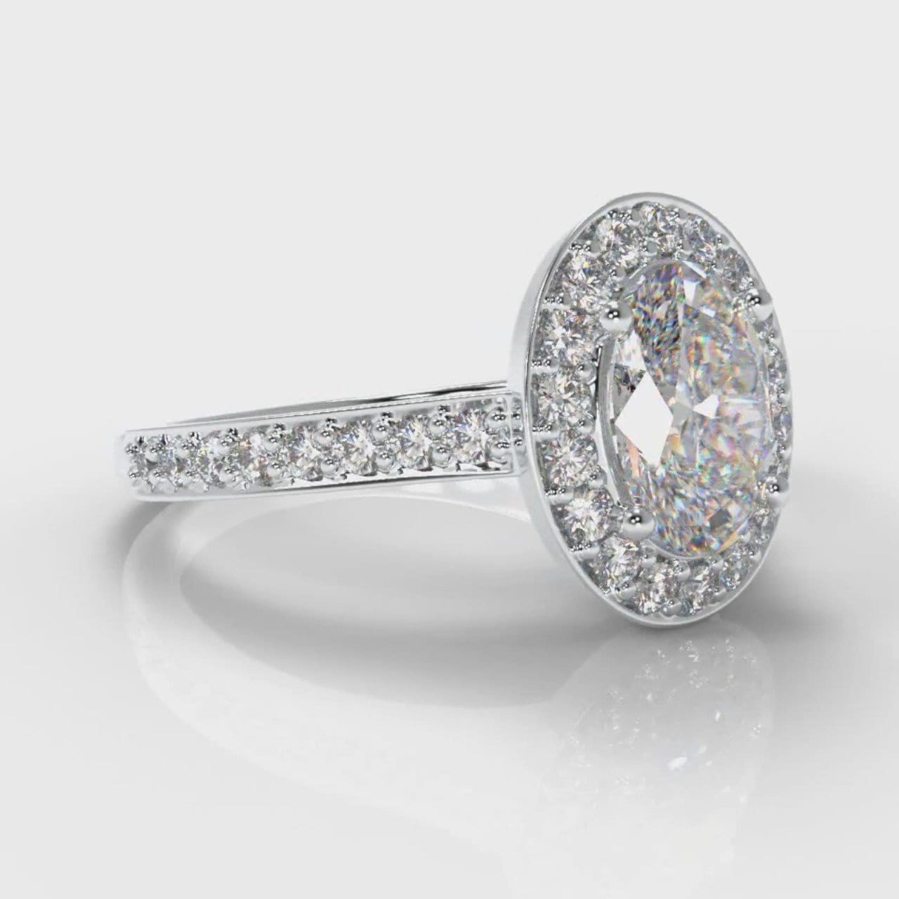 Pavé Oval Diamond Halo Engagement Ring