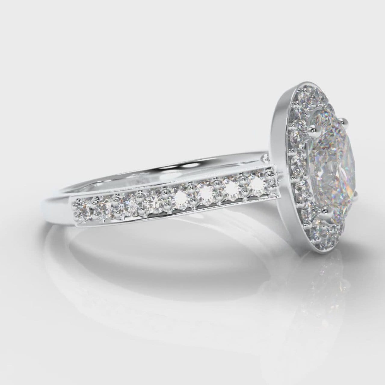 Pavé Oval Diamond Halo Engagement Ring