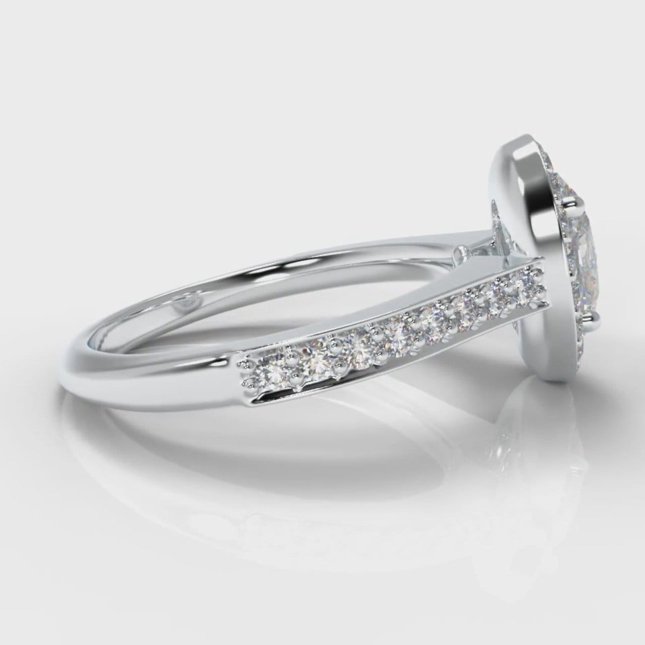 Pavé Oval Diamond Halo Engagement Ring
