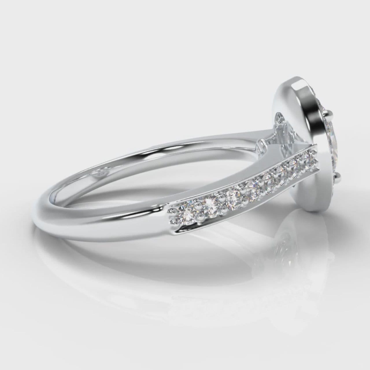 Pavé Oval Diamond Halo Engagement Ring