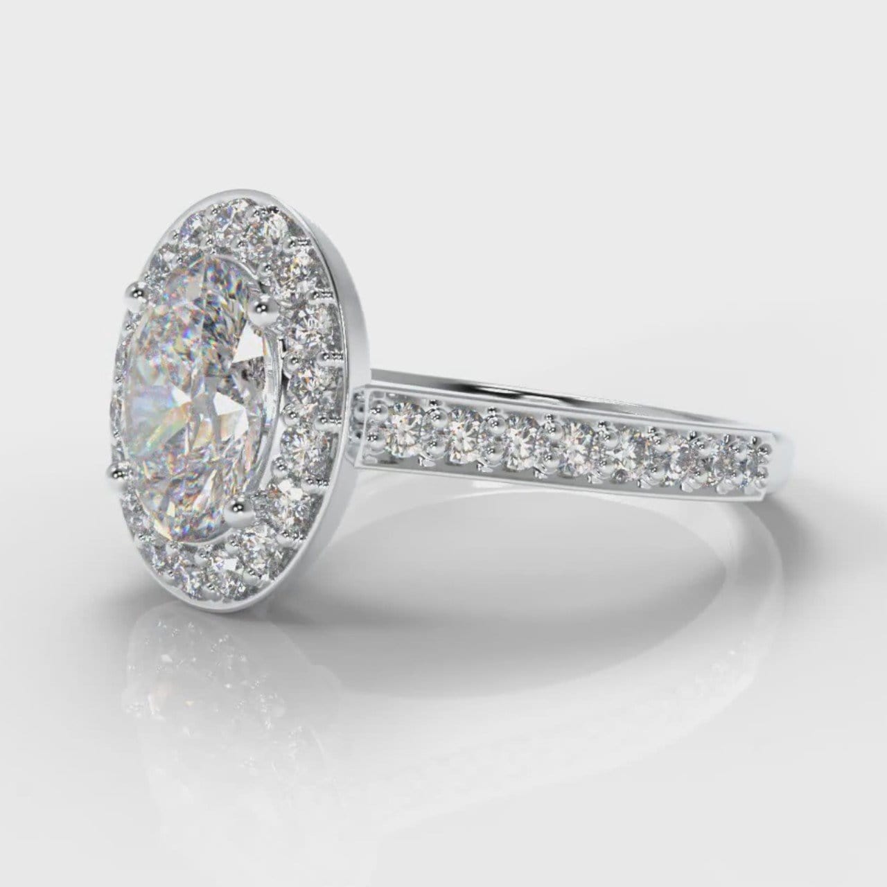 Pavé Oval Diamond Halo Engagement Ring