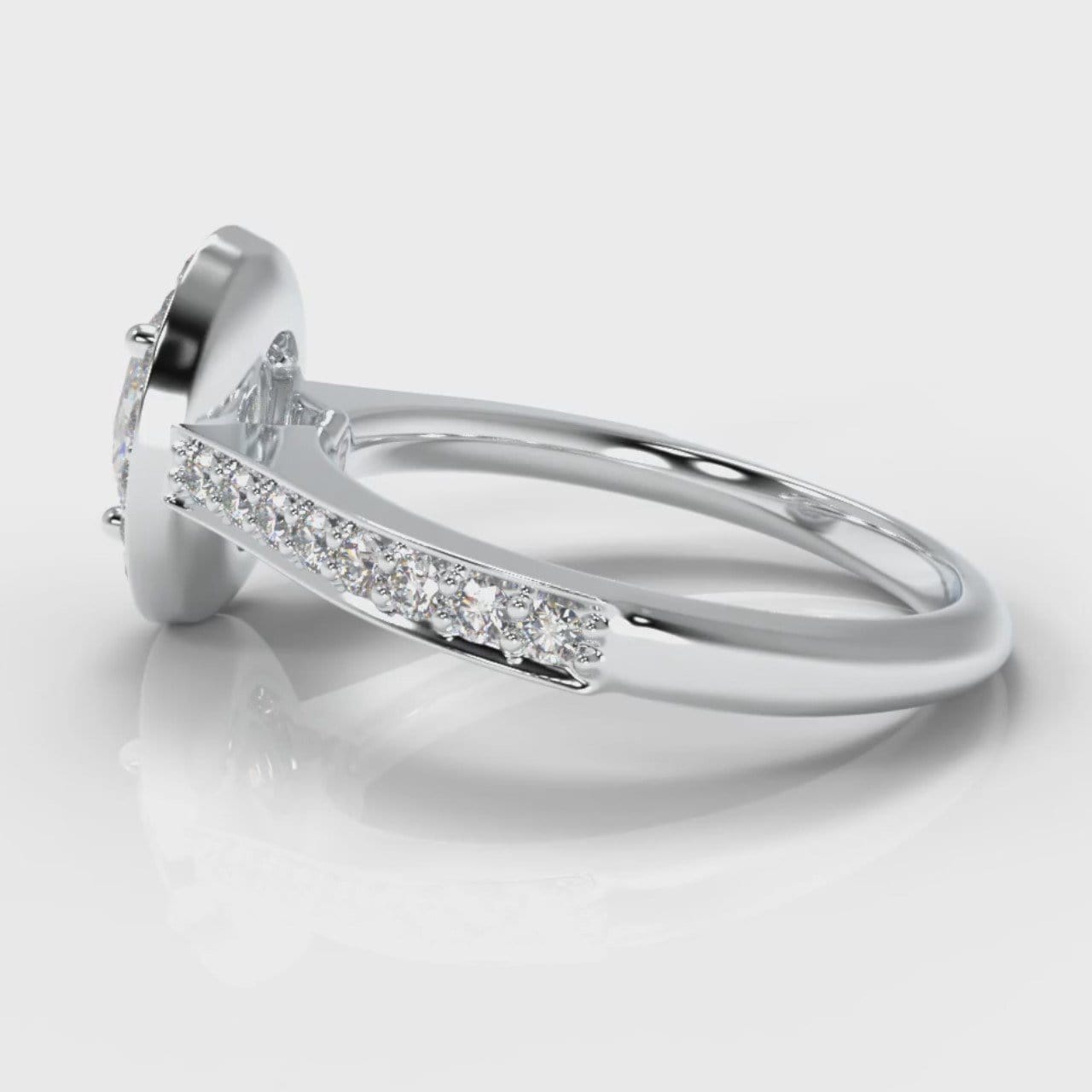 Pavé Oval Diamond Halo Engagement Ring
