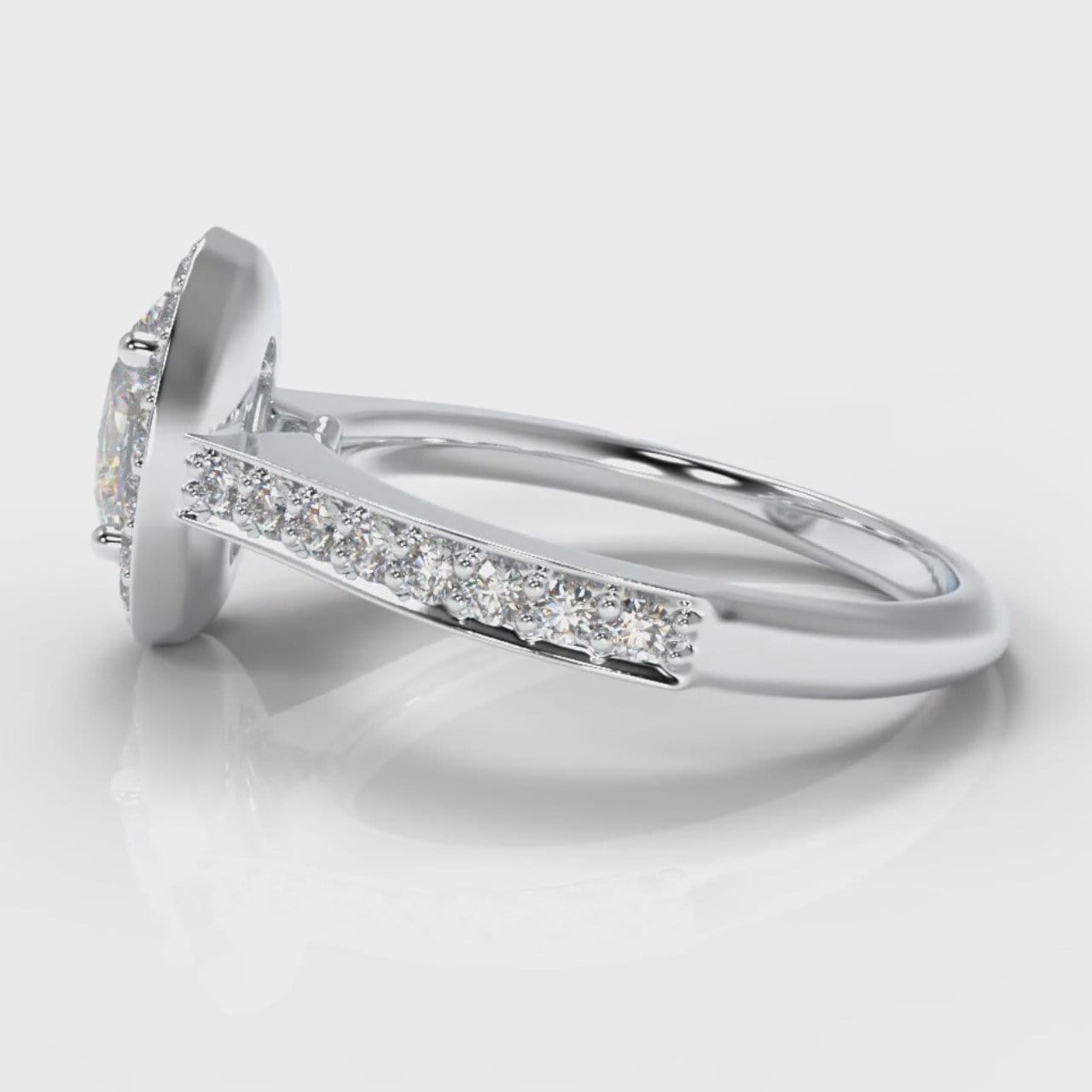 Pavé Oval Diamond Halo Engagement Ring