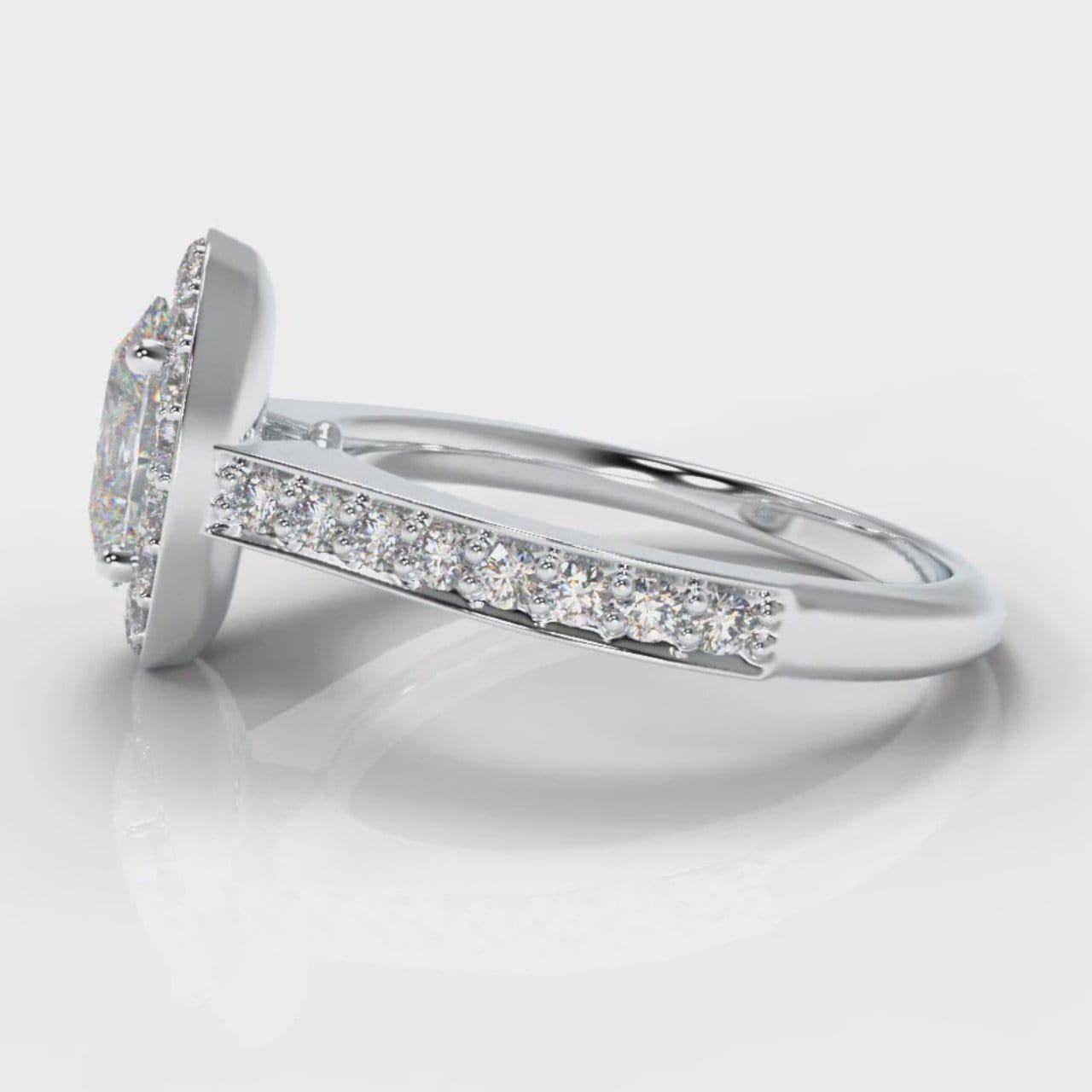 Pavé Oval Diamond Halo Engagement Ring