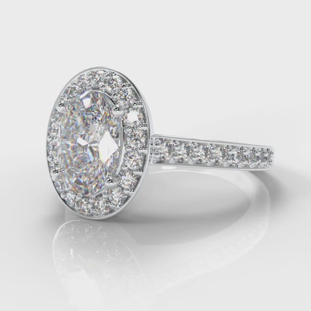 Pavé Oval Diamond Halo Engagement Ring