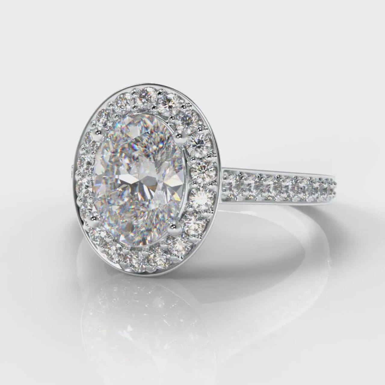 Pavé Oval Diamond Halo Engagement Ring