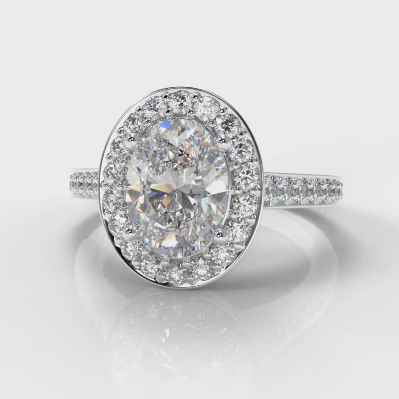 Pavé Oval Diamond Halo Engagement Ring