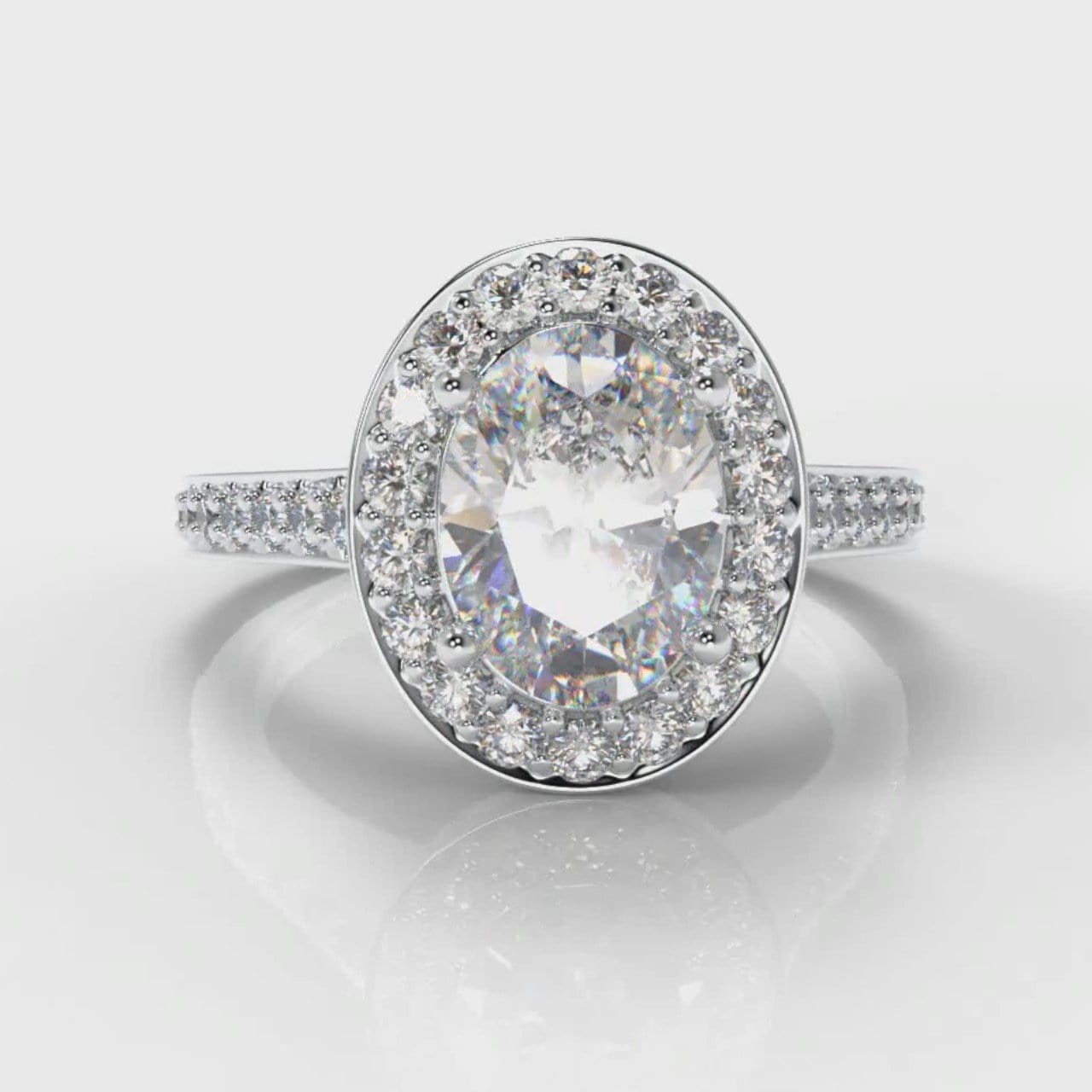 Pavé Oval Diamond Halo Engagement Ring