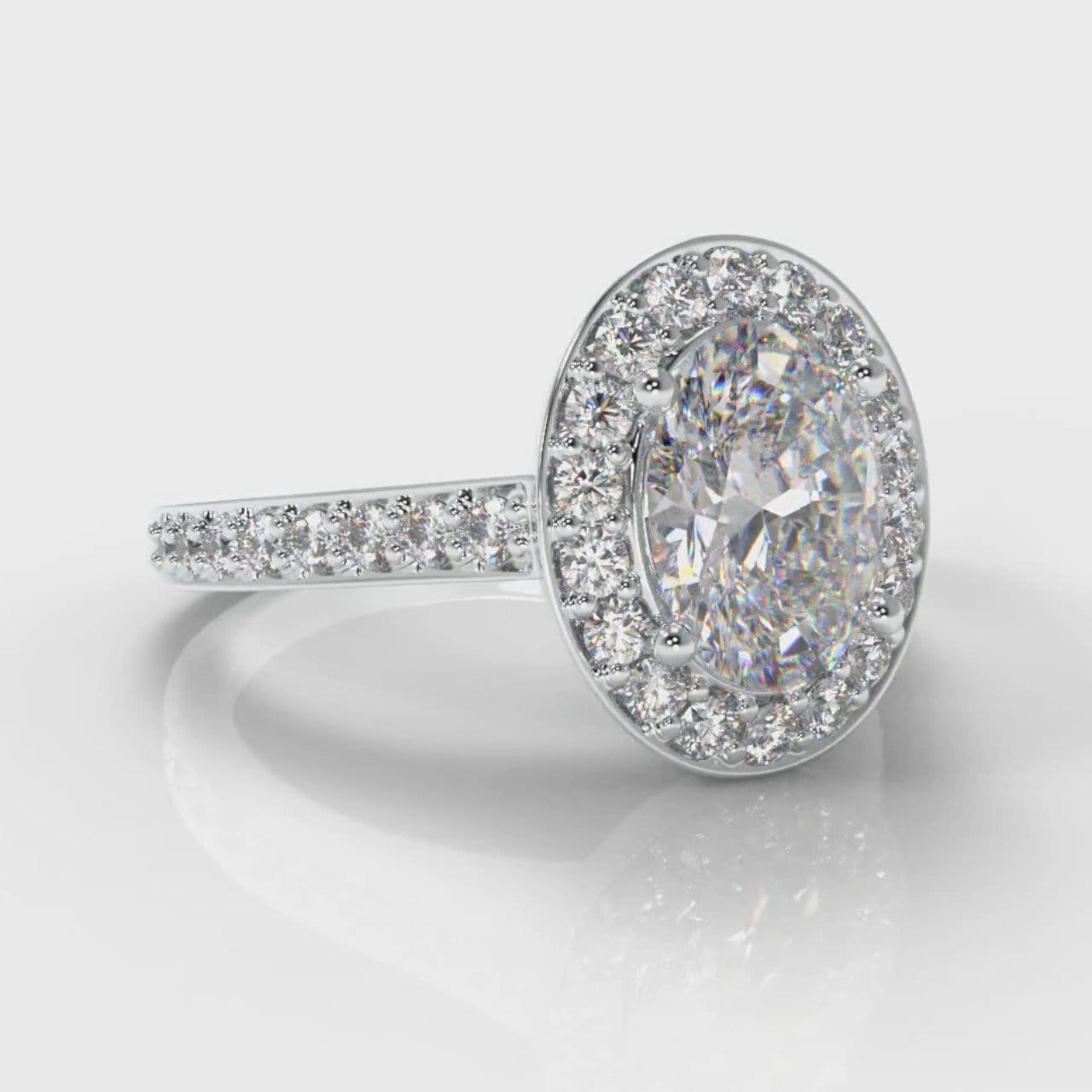 Pavé Oval Diamond Halo Engagement Ring