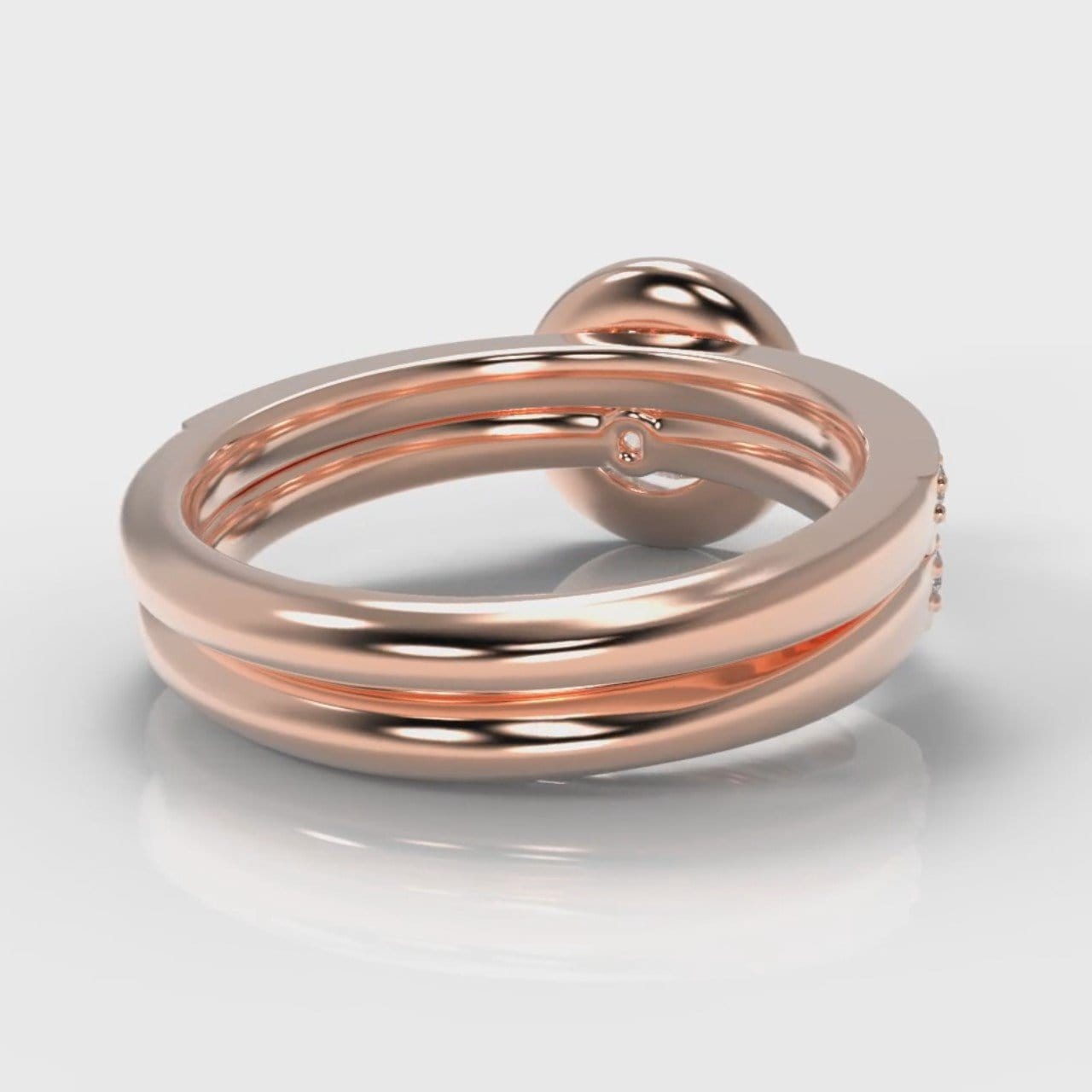 Pavé Round Brilliant Diamond Halo Bridal Set - Rose Gold