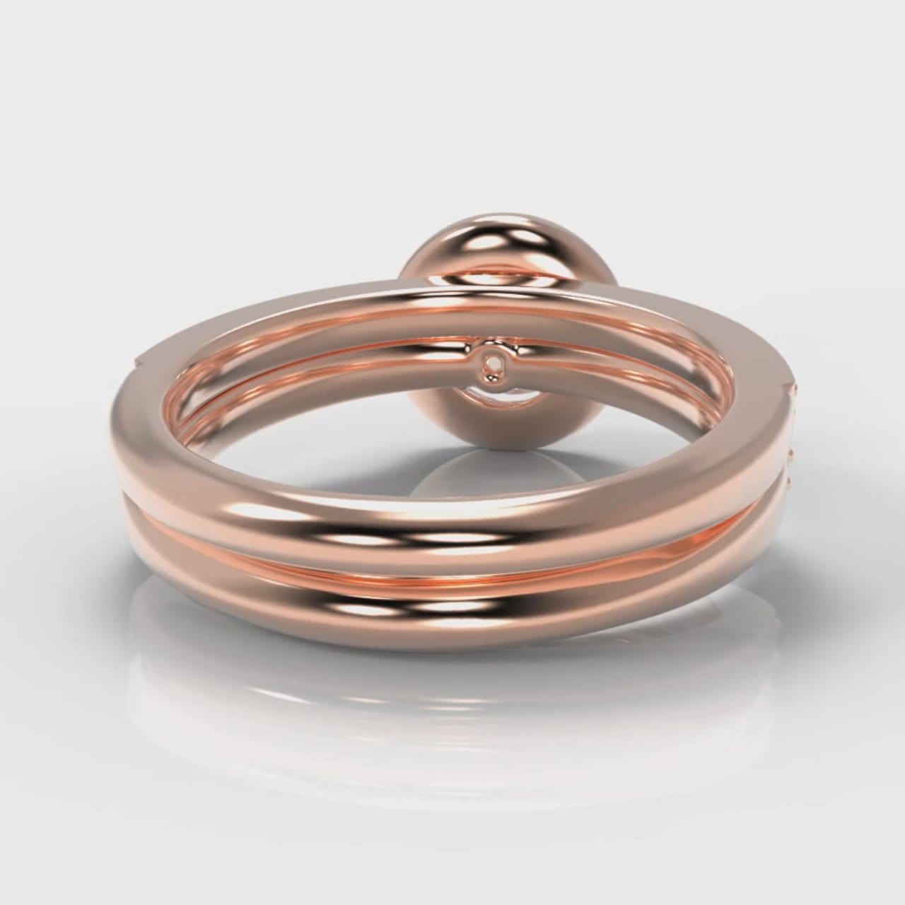 Pavé Round Brilliant Diamond Halo Bridal Set - Rose Gold