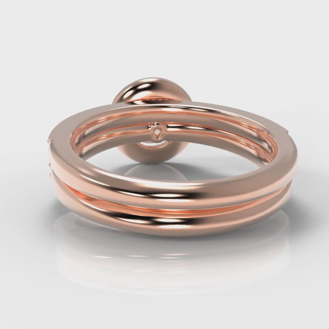 Pavé Round Brilliant Diamond Halo Bridal Set - Rose Gold