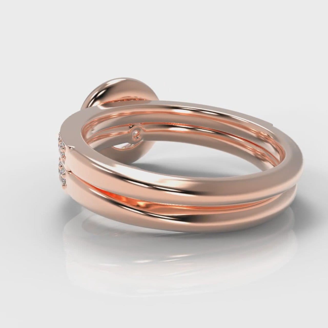 Pavé Round Brilliant Diamond Halo Bridal Set - Rose Gold