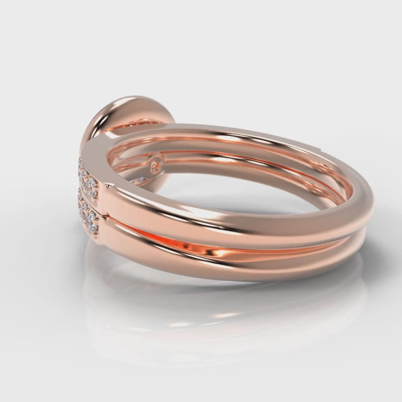 Pavé Round Brilliant Diamond Halo Bridal Set - Rose Gold