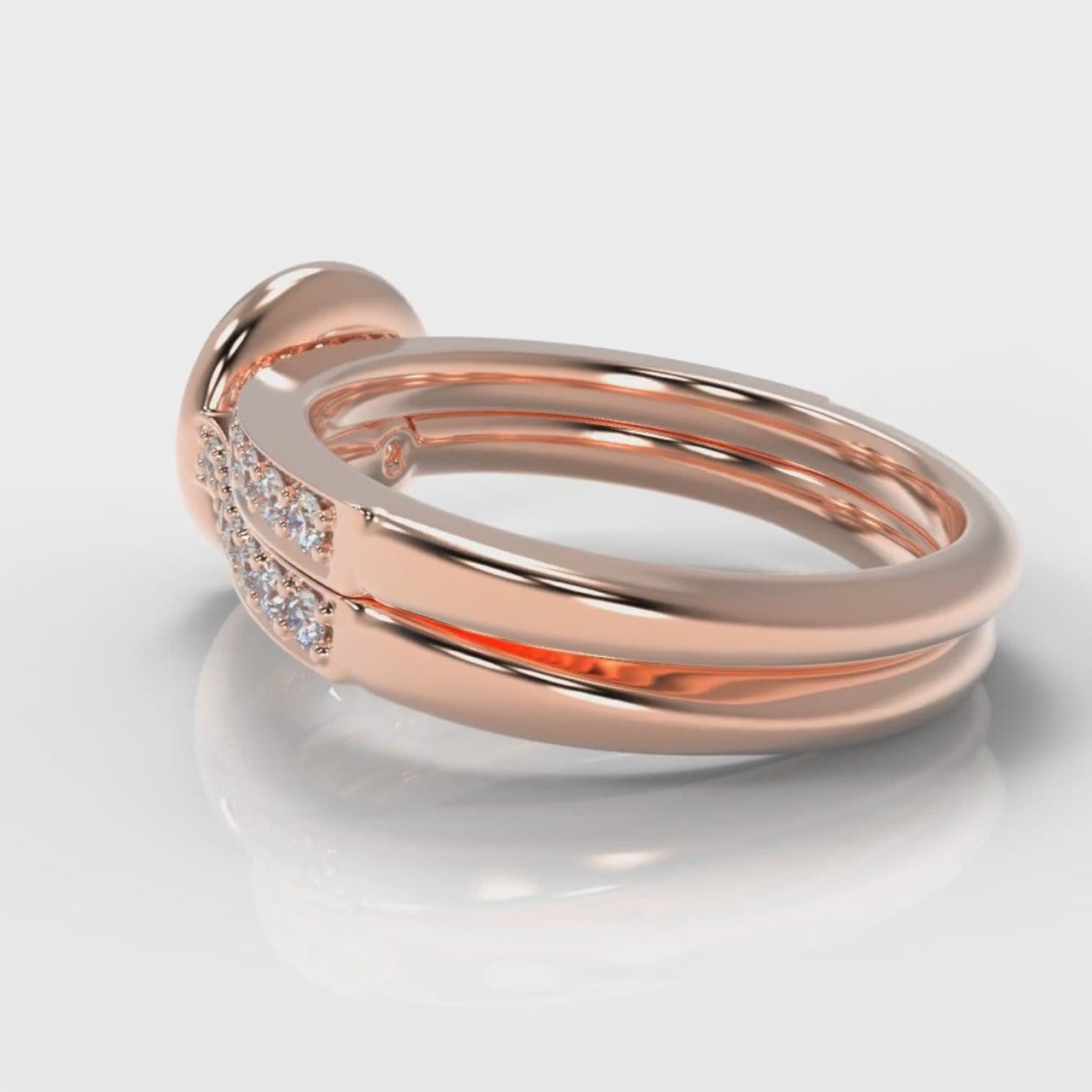 Pavé Round Brilliant Diamond Halo Bridal Set - Rose Gold