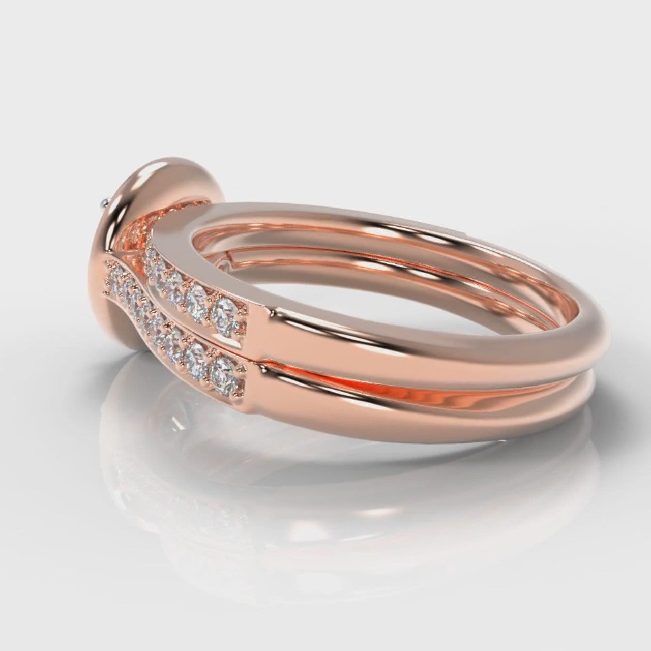 Pavé Round Brilliant Diamond Halo Bridal Set - Rose Gold