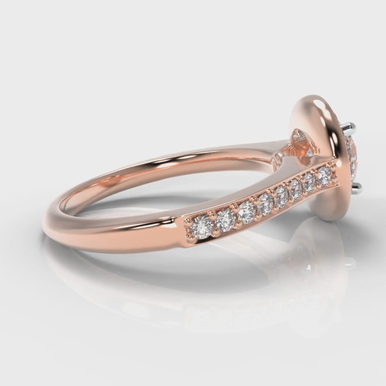 Pavé Round Brilliant Diamond Halo Engagement Ring - Rose Gold