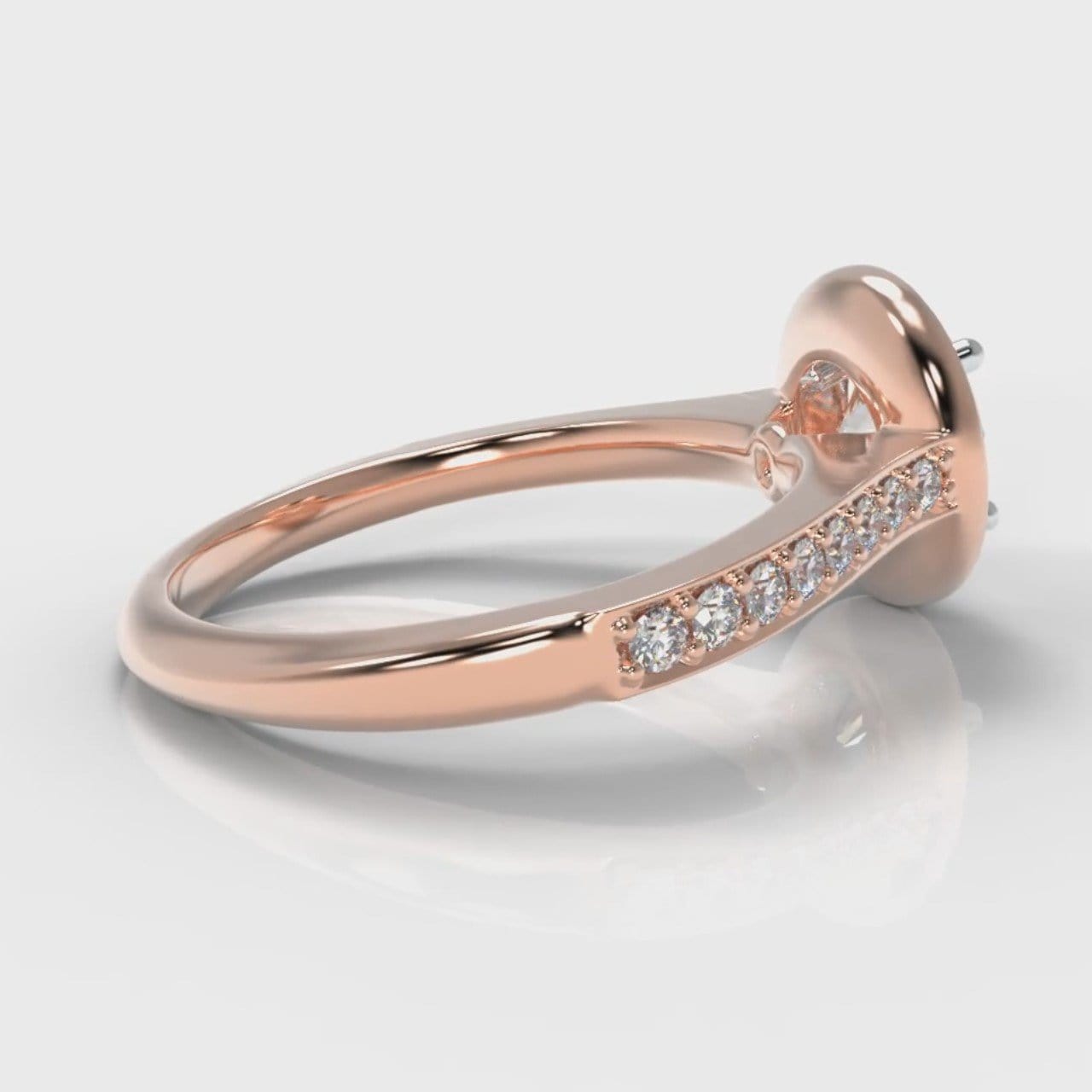Pavé Round Brilliant Diamond Halo Engagement Ring - Rose Gold