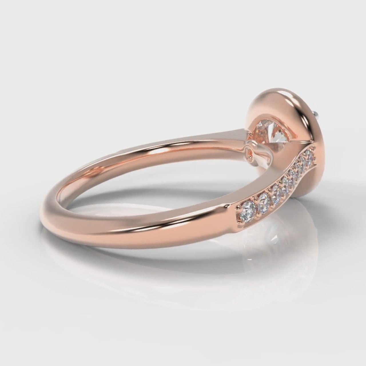 Pavé Round Brilliant Diamond Halo Engagement Ring - Rose Gold