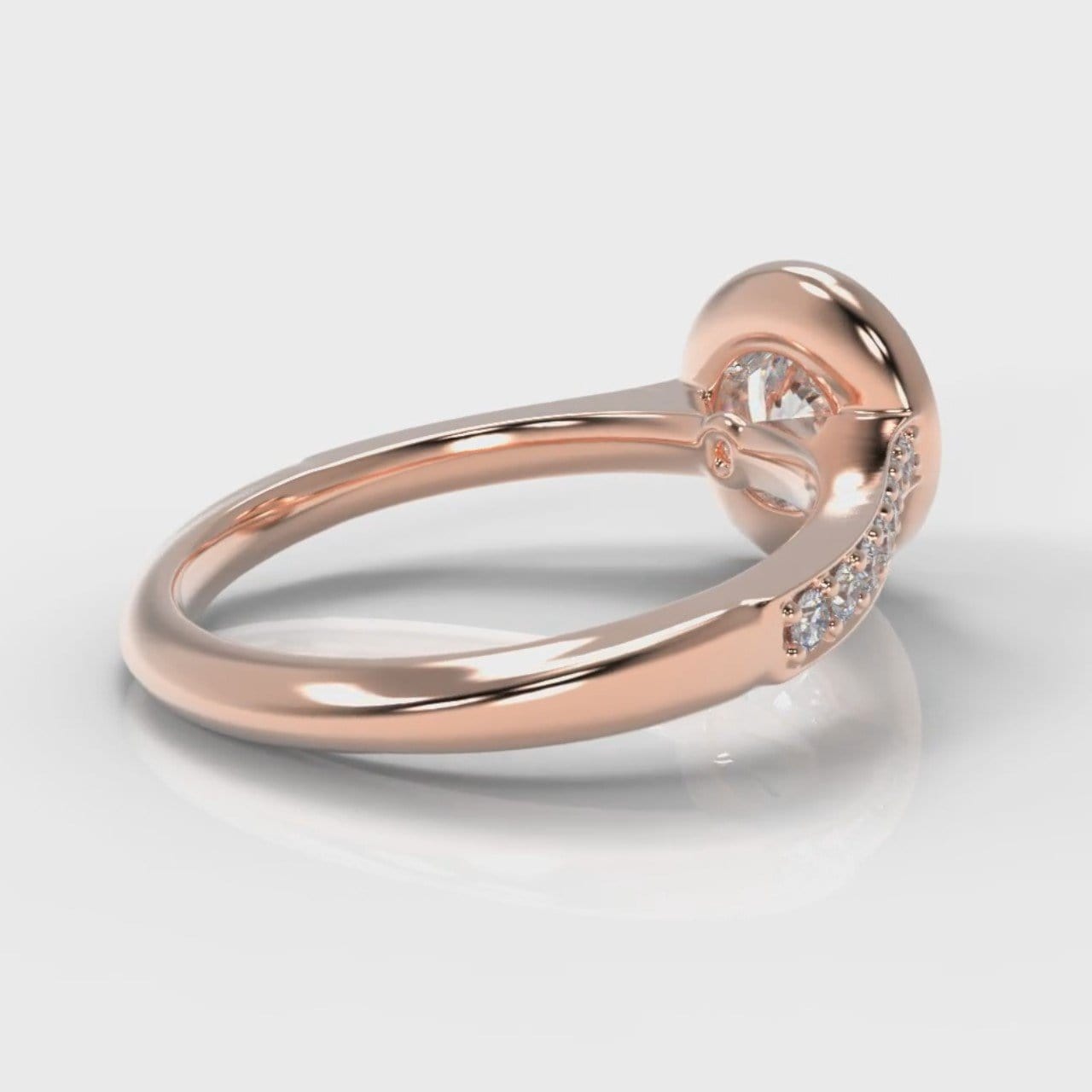 Pavé Round Brilliant Diamond Halo Engagement Ring - Rose Gold