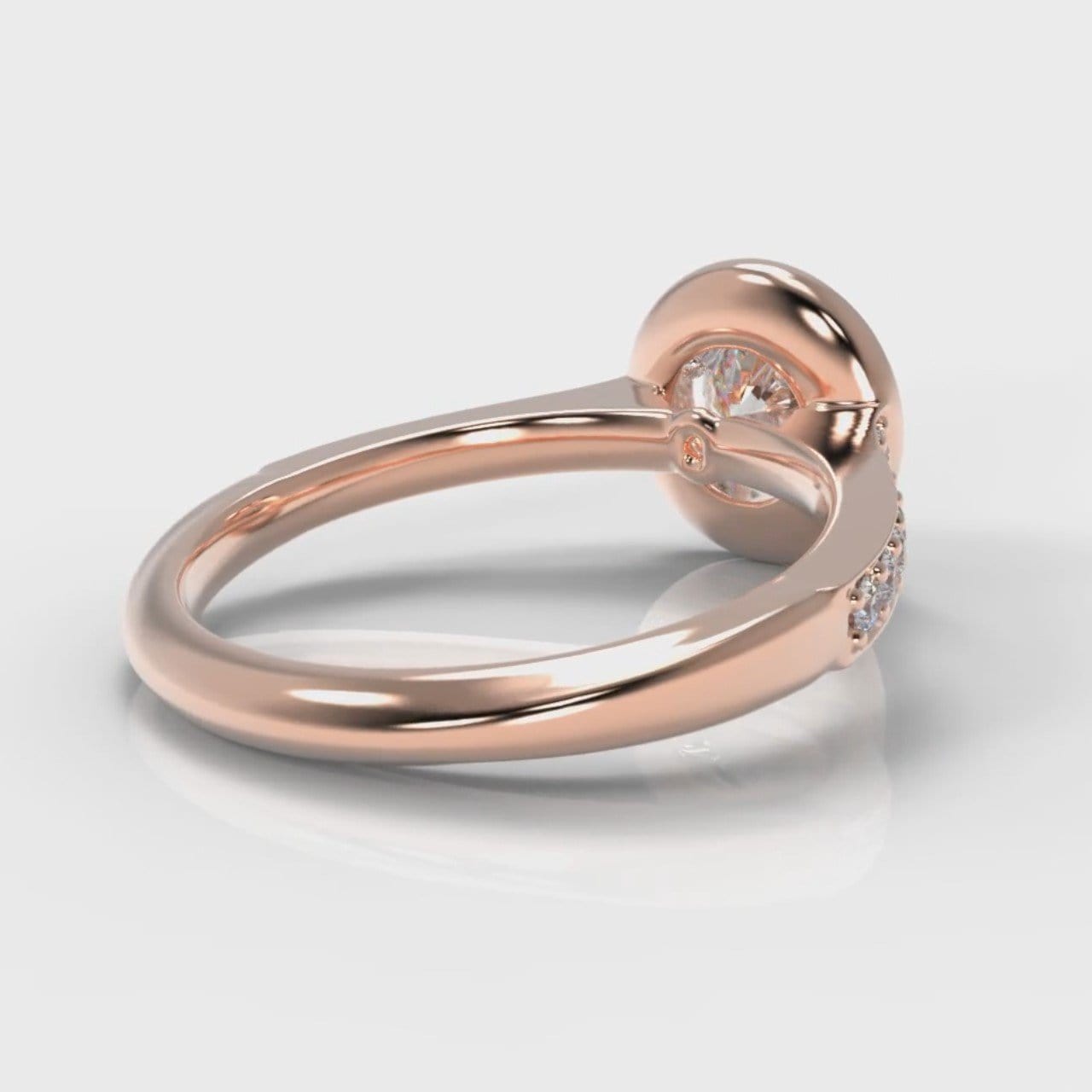 Pavé Round Brilliant Diamond Halo Engagement Ring - Rose Gold