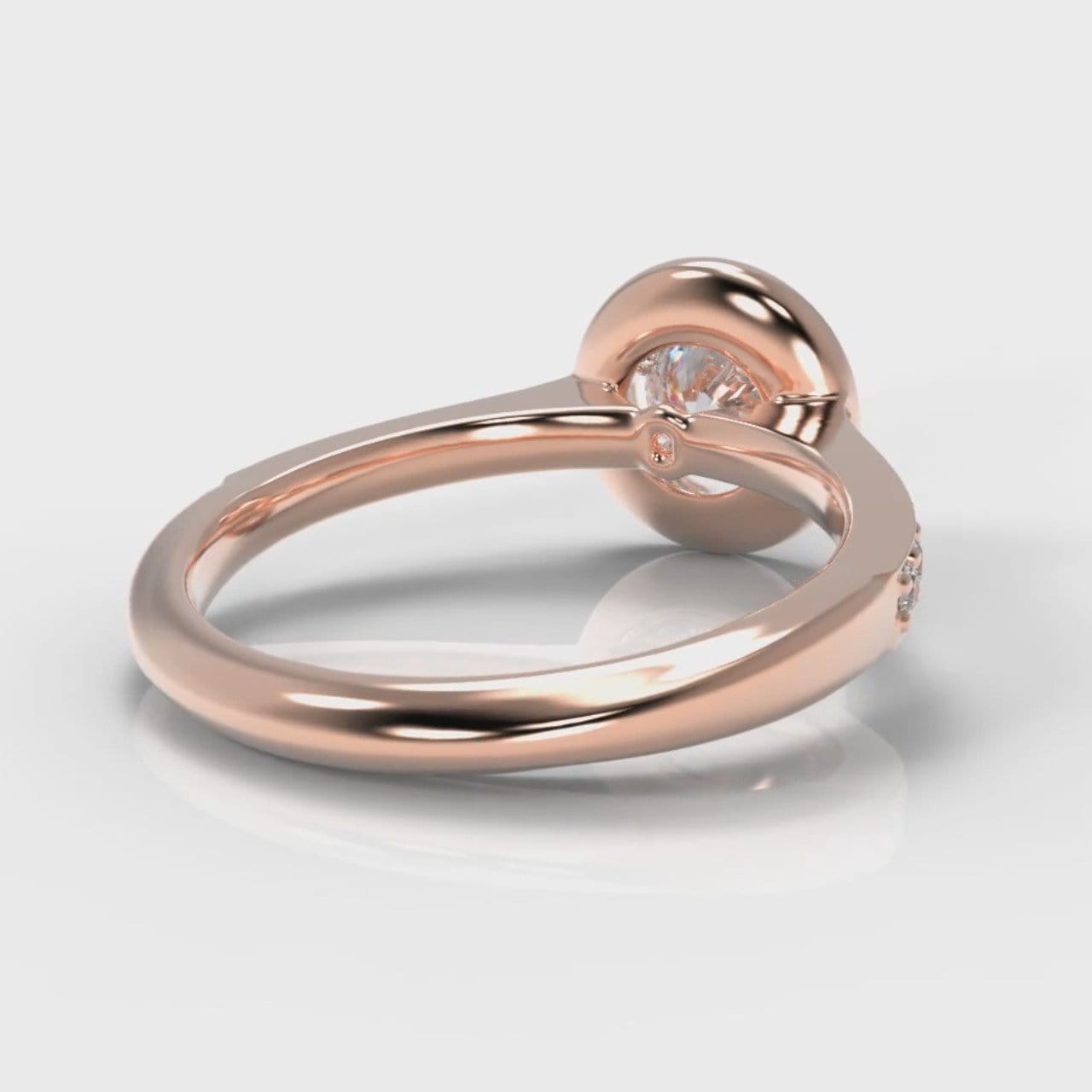 Pavé Round Brilliant Diamond Halo Engagement Ring - Rose Gold
