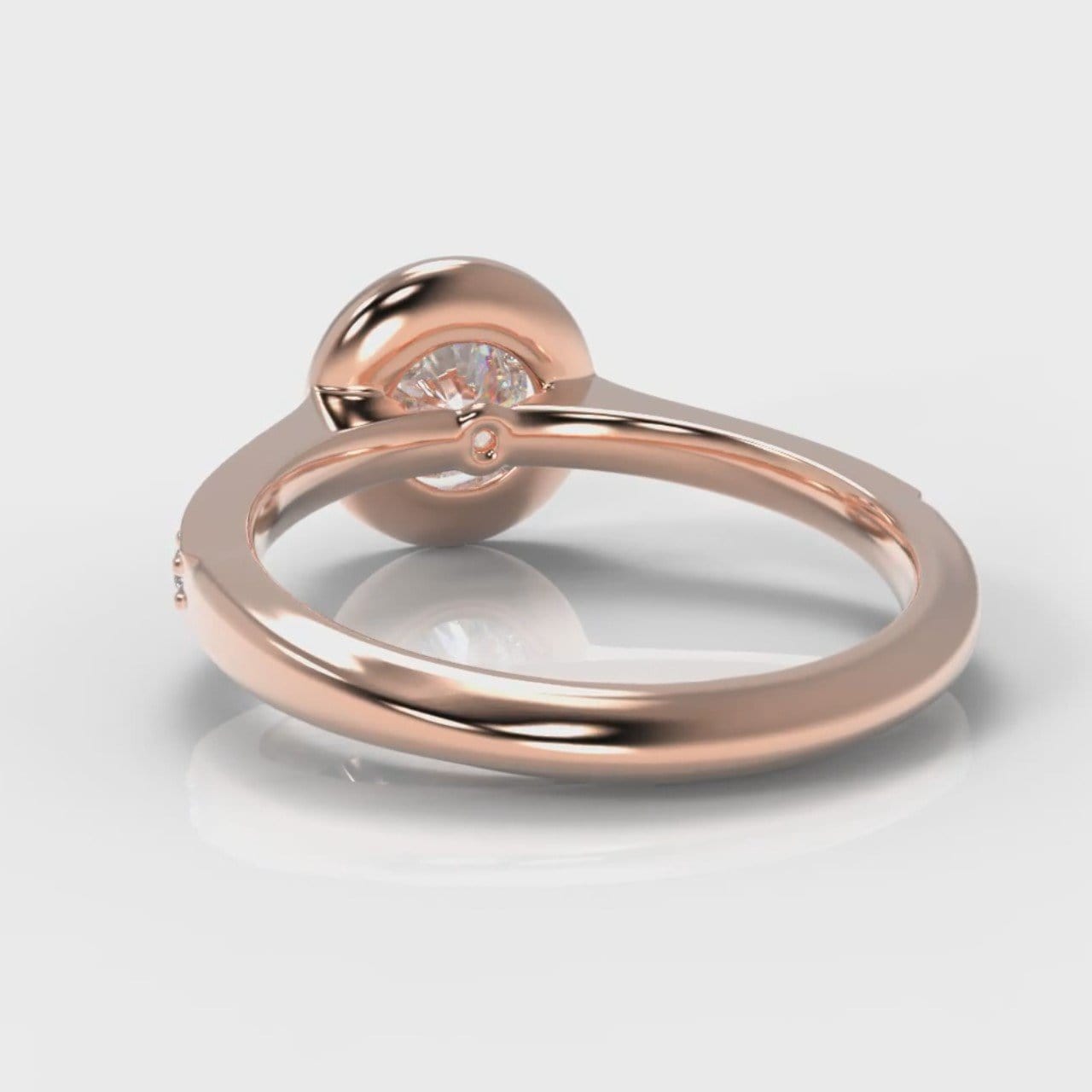 Pavé Round Brilliant Diamond Halo Engagement Ring - Rose Gold