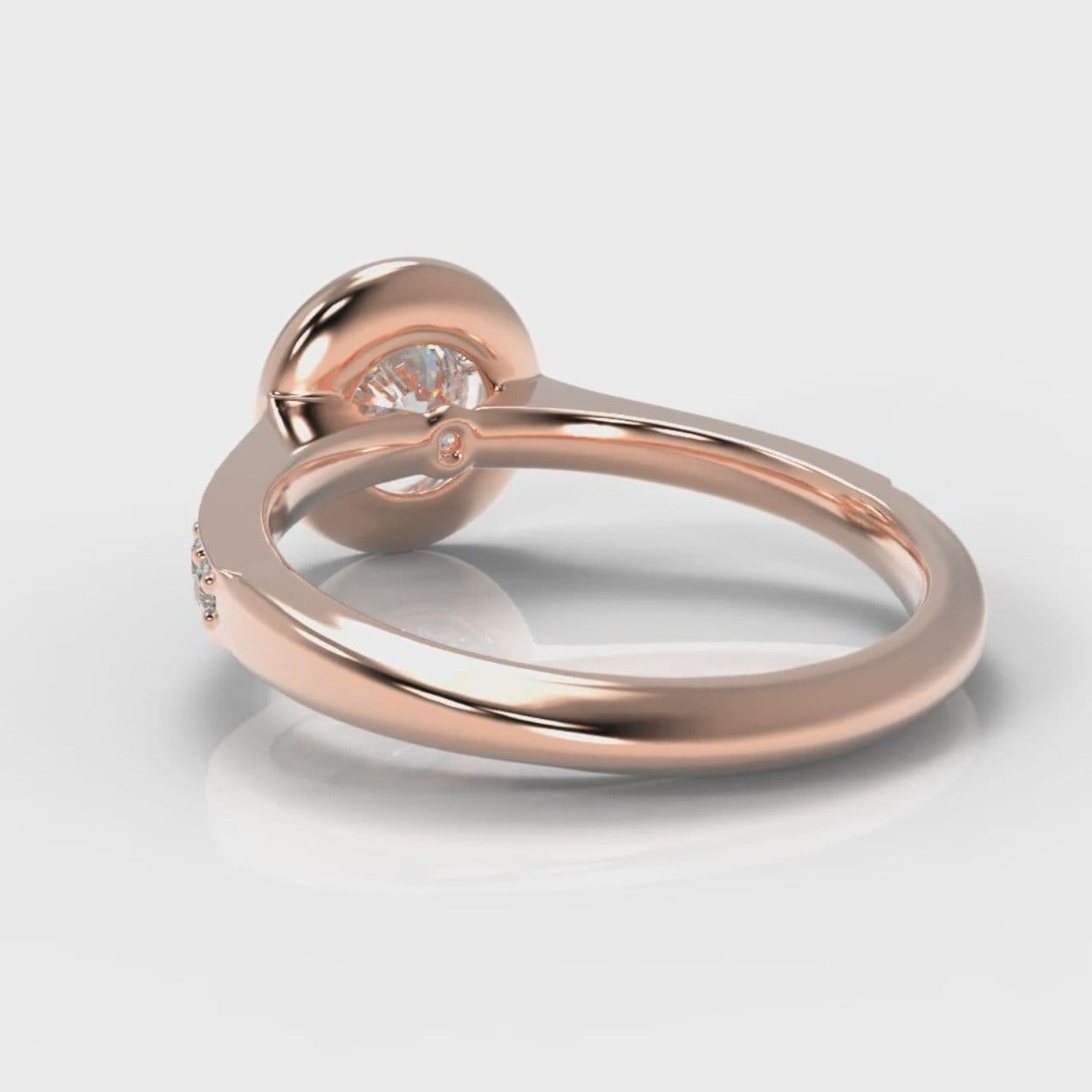 Pavé Round Brilliant Diamond Halo Engagement Ring - Rose Gold
