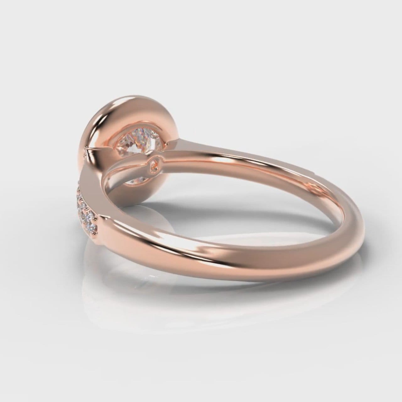 Pavé Round Brilliant Diamond Halo Engagement Ring - Rose Gold
