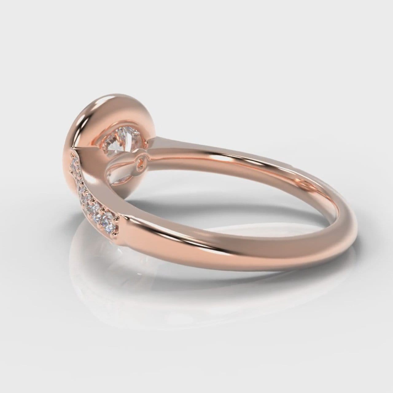 Pavé Round Brilliant Diamond Halo Engagement Ring - Rose Gold